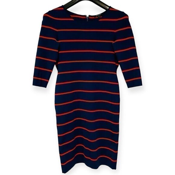 Pink Tartan Red Blue Stripe Bodycon Dress Size Large - Picture 1 of 4